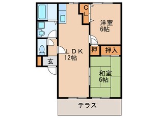 パピオン津福Ｂ棟の物件間取画像